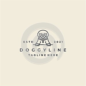 Vintage Line art Dog Logo Design