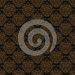 Vintage linear damask pattern with gold lines