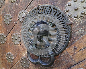 A Vintage Lion Head Door Knock in the Old Town of Tallinn, Estonia