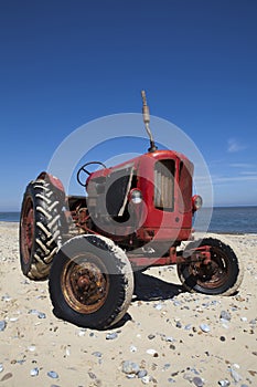 Vintage little red beach tractor
