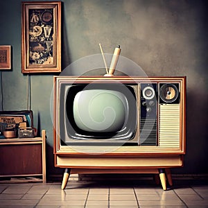 Vintage Living: Retro Wooden TV in Classic Room
