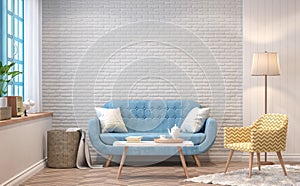 Vintage living room 3d rendering image