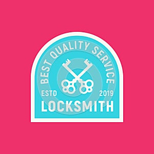 Vintage locksmith logo. retro styled key cutting service emblem. vector illustration