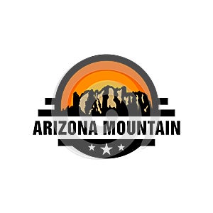 Vintage logo arizona desert mountain map inspiration illustration