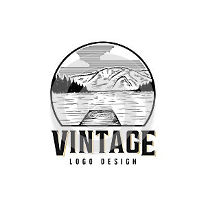 Vintage logo design inspiration - Vintage Lake view logo design inspiration