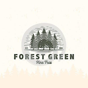 Vintage logo forest pine tree outdoor adventure 1