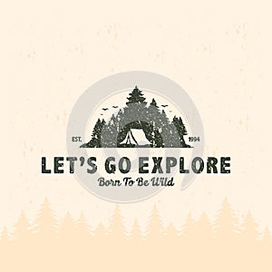 Vintage logo forest pine tree outdoor adventure 2