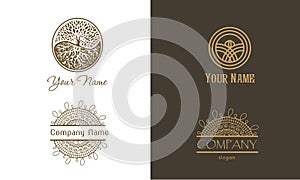 Vintage logo set. Natural luxury abstract ornament for yoga or cosmetics company