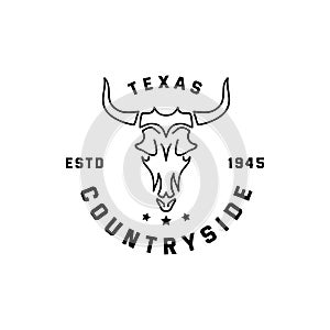 Vintage longhorn for texas countryside farm ranch logo design