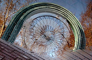 A vintage look at a puddle in Moscow`s Gorky Park