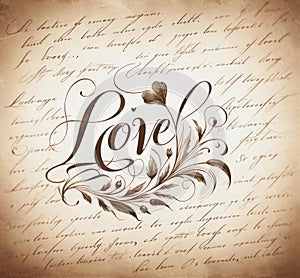 Vintage Love Calligraphy Concept, AI Generated