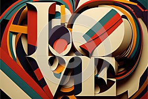 Vintage LOVE sign typography constructivism . Generative AI