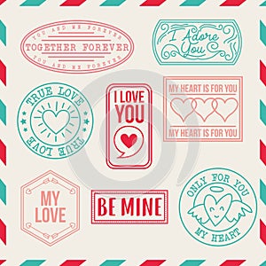 Vintage love stamps. vector design