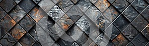 Vintage Lozenge Diamond Tiles on Dark Gray Concrete Wall Texture