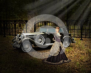 Vintage Luxury Car, Wealthy Lady