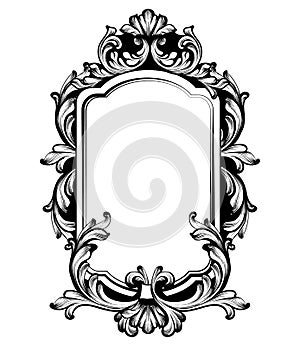 Vintage luxury mirror frame Vector. Baroque intricate ornament line arts