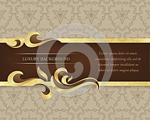 Vintage and luxury ornamental design background in brown and gold colour