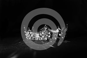 Vintage luxury rich crown with gemstones. Black and white
