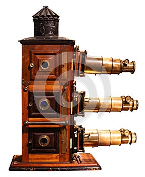 Vintage magic lantern projector device