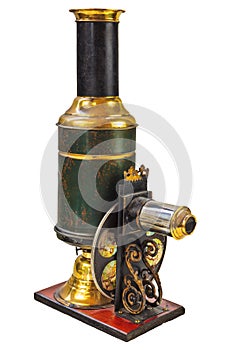 Vintage magic lantern projector isolated on white