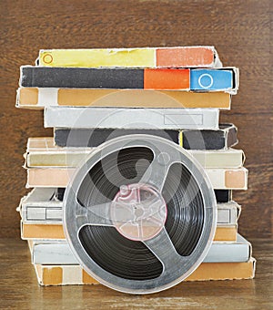 Vintage magnetic audio tapes, reel to reel type photo