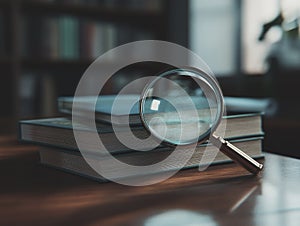 Vintage Magnifying Glass on Books