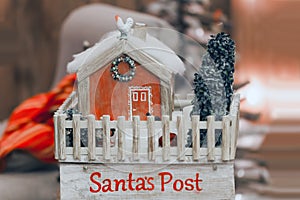 Vintage mailbox Mail Santa. Post. New Year`s and Christmas.