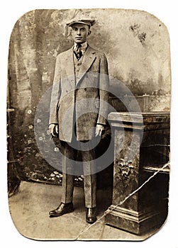 Vintage Man in Checked Suit