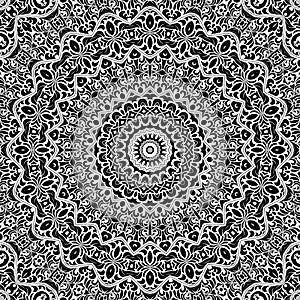 Vintage mandala black and white pattern