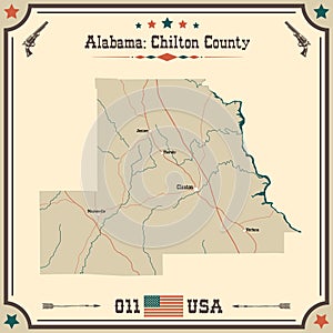 Vintage map of Chilton county in Alabama, USA. photo