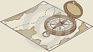 Vintage Map and Compass, Navigation Discovery Tools, vector design Generative AI