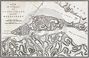 Vintage Map Of Dardanelles and Hellespont