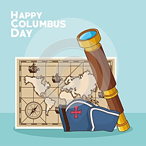 Vintage map and Happy columbus day design