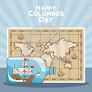 Vintage map and Happy columbus day design