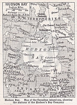 Vintage map of Hudson Bay 1900s