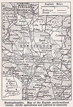 Vintage map of Huntingdonshire 1900s