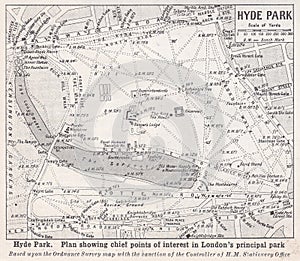 Vintage map of Hyde Park 1900s