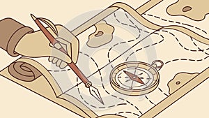 Vintage Map Navigation Tools, Old World Exploration, vector design Generative AI