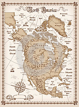 Vintage map of North America