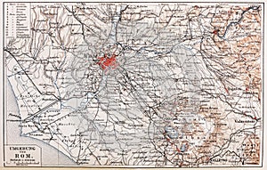 Vintage map of Rome surroundings