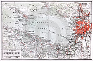 Vintage map of Saint Petersburg surroundings at th photo