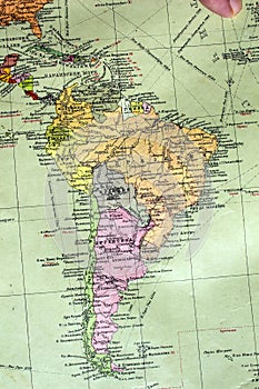 Vintage map of South America