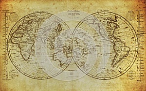 Vintage map of the world 1839