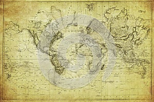 Vintage map of the world 1831