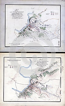 Vintage maps of a 1860s civil war - milford fitz lees division and