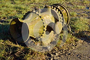 Vintage marine engine on ground