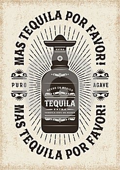 Vintage Mas Tequila Por Favor More Tequila Please Typography