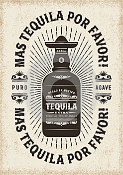 Vintage Mas Tequila Por Favor More Tequila Please Typography photo