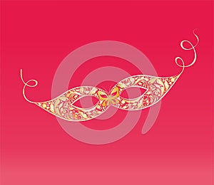 Vintage masque with floral golden pattern