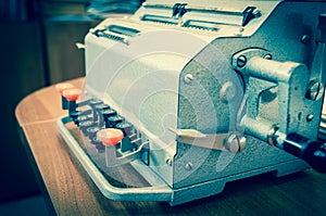 Vintage mechanical adding machine